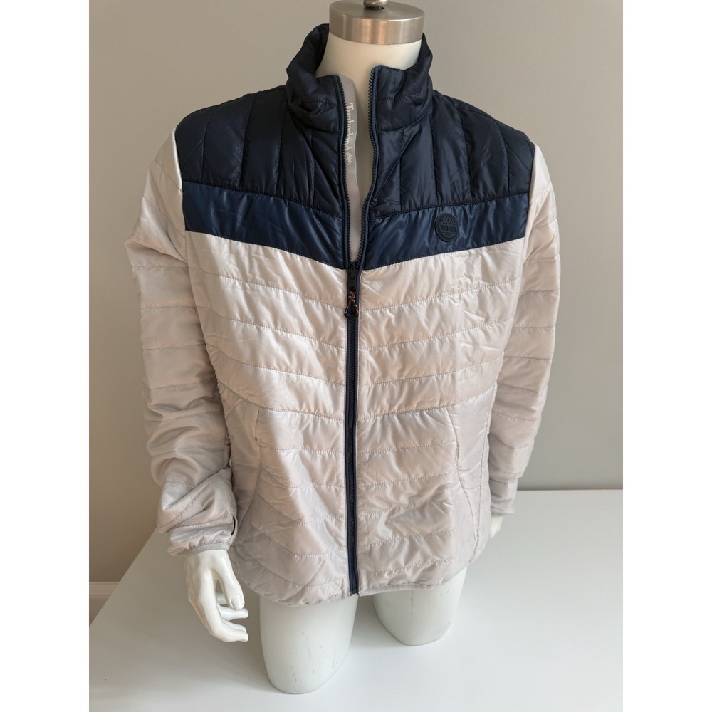 Timberland Thermore EVOdown Men XL off White Navy Light Packable Jacket NWT $178